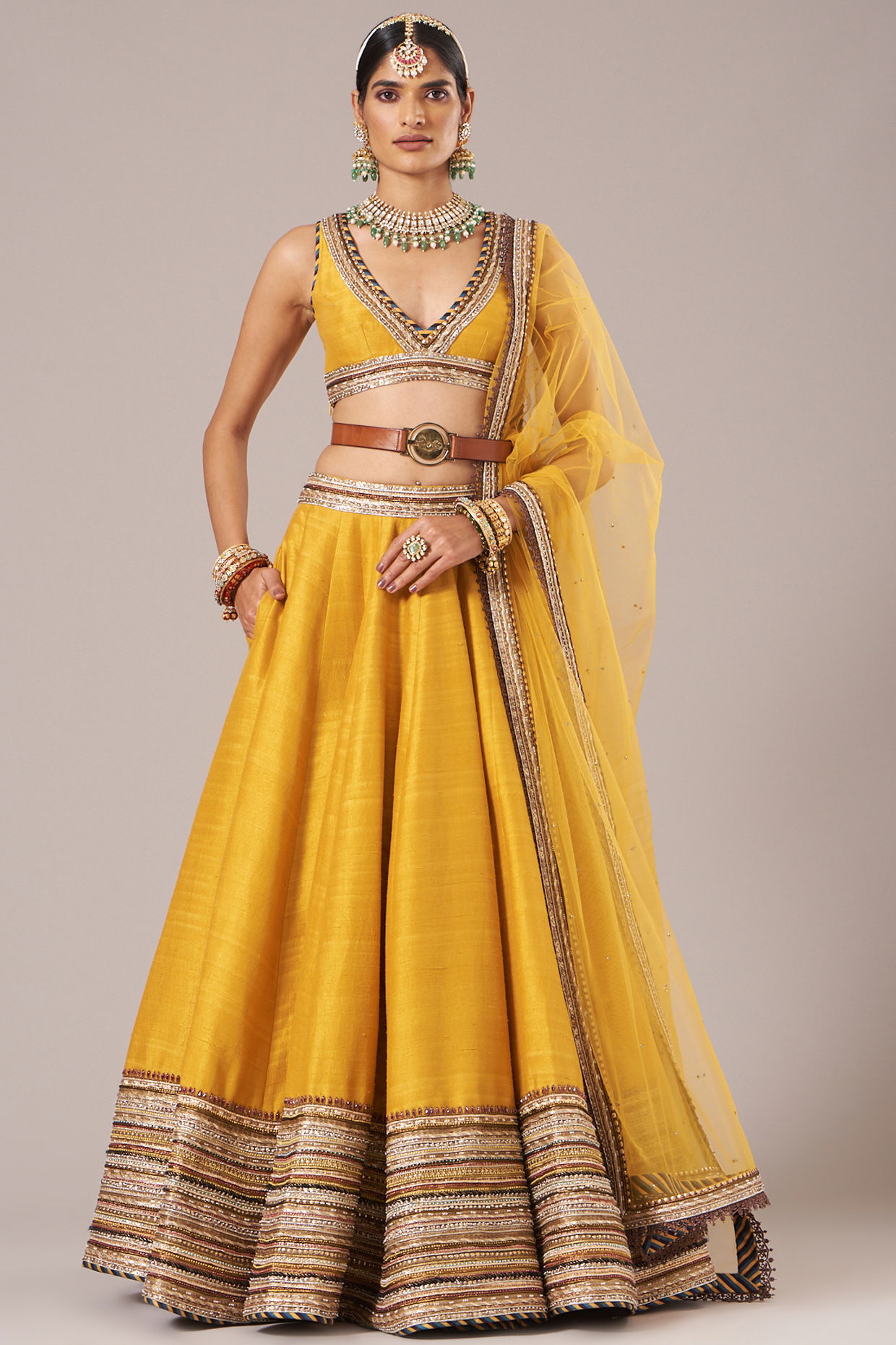 Yellow Printed Lehenga