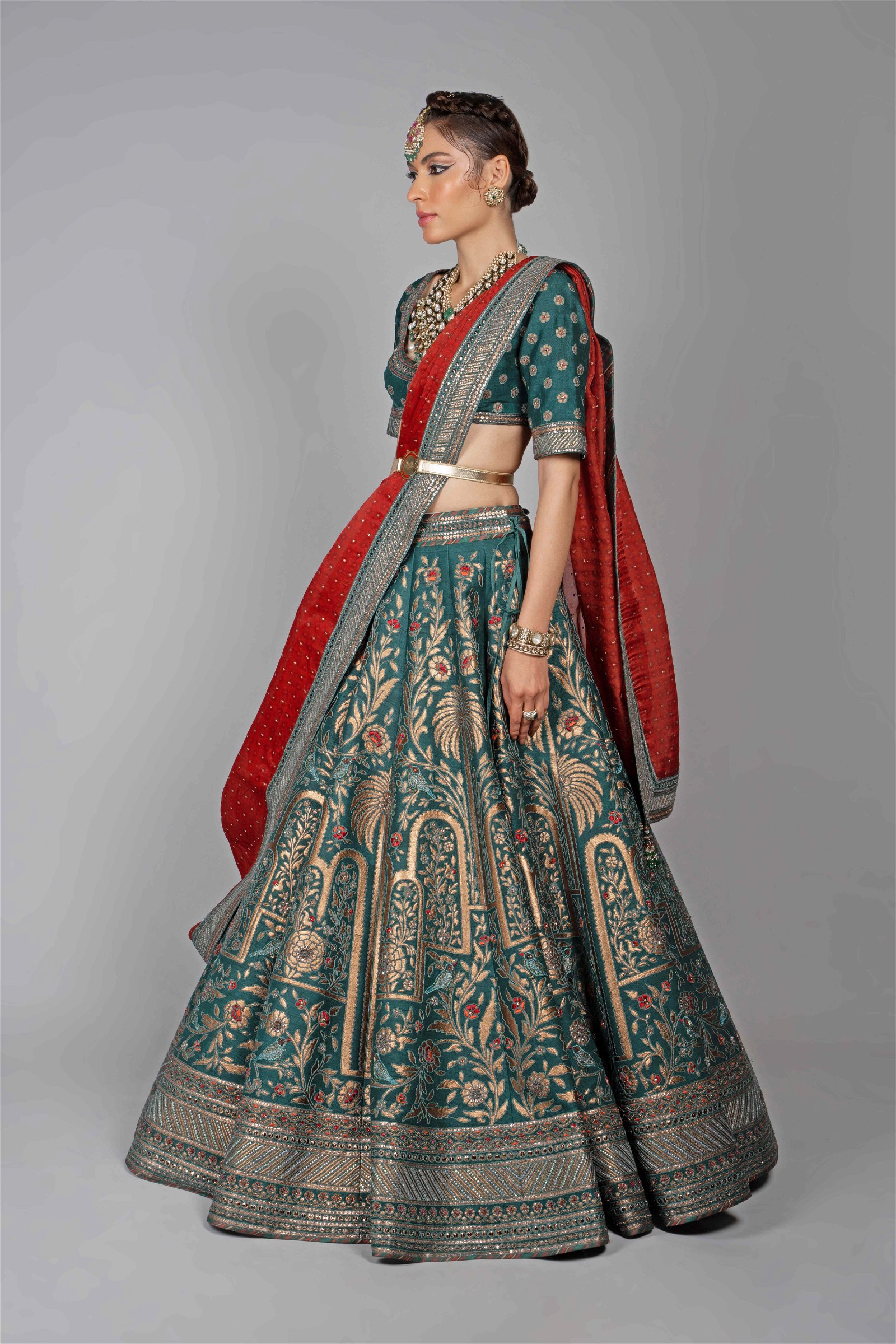 Buy Green Floral Digital Printed Art Silk Bridal Lehenga Choli Online from  EthnicPlus for ₹2999