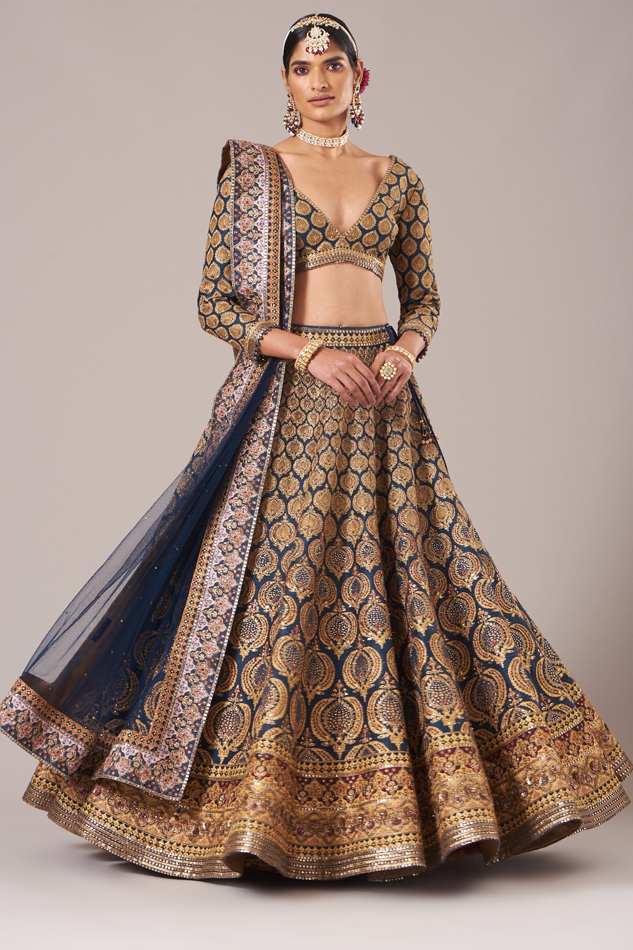 Buy Blue Lehenga Set With Cutdana Work KALKI Fashion India