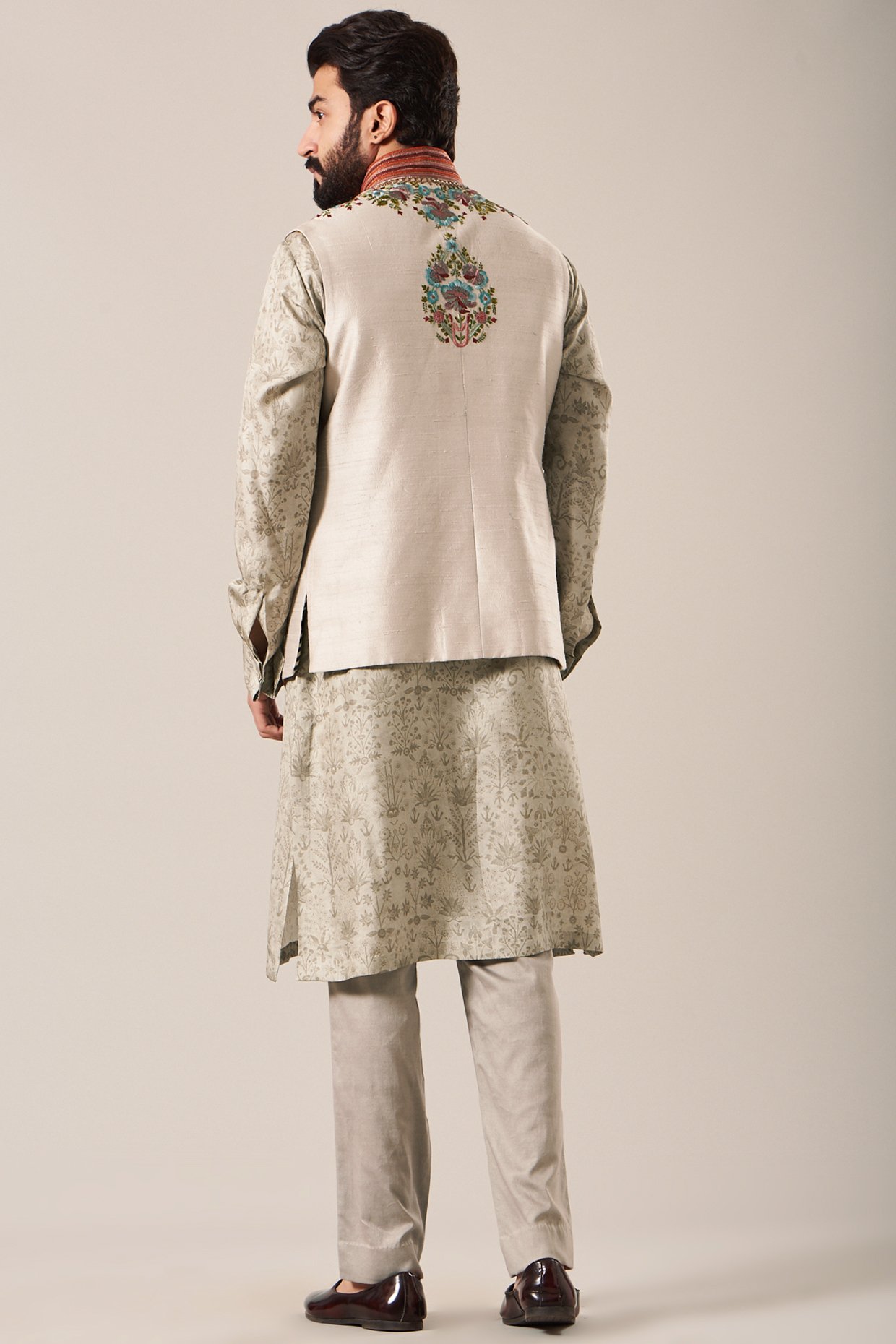 Buy Dusty Rose Nehru Jacket And Kurta Set In Mirror Abla Embroidery KALKI  Fashion India