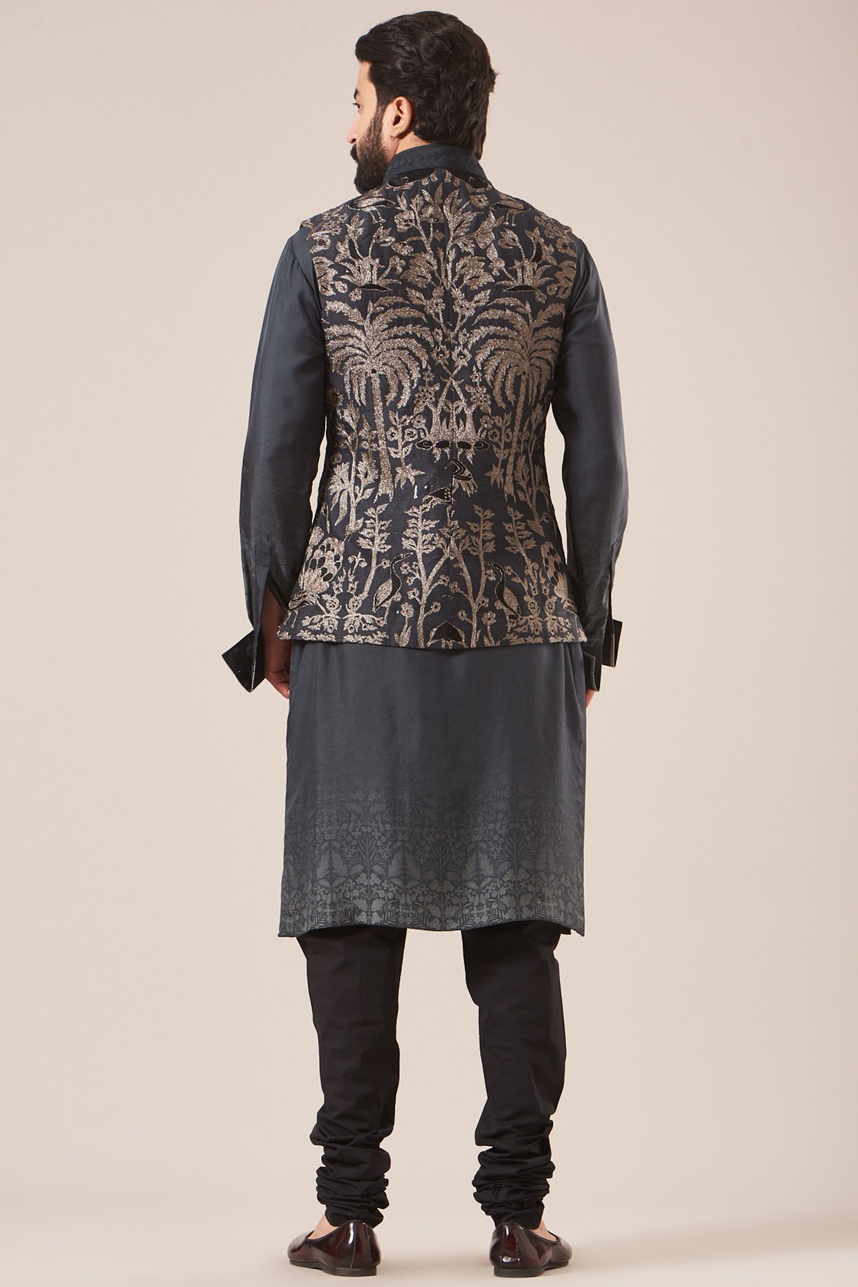 Peach Printed Nehru Jacket Set | Ethnic Wear for Men – Laromani